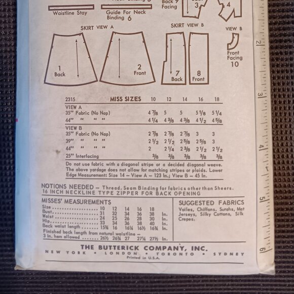 Vintage Butterick Cut 2315 1960s Sewing Pattern Dress Size 14 Bust 34 Two styles - Picture 4 of 6